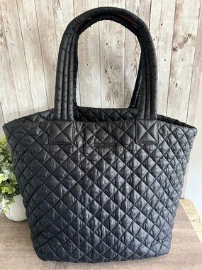 MZ Wallace Navy Quilted Medium Tote Bag Purse